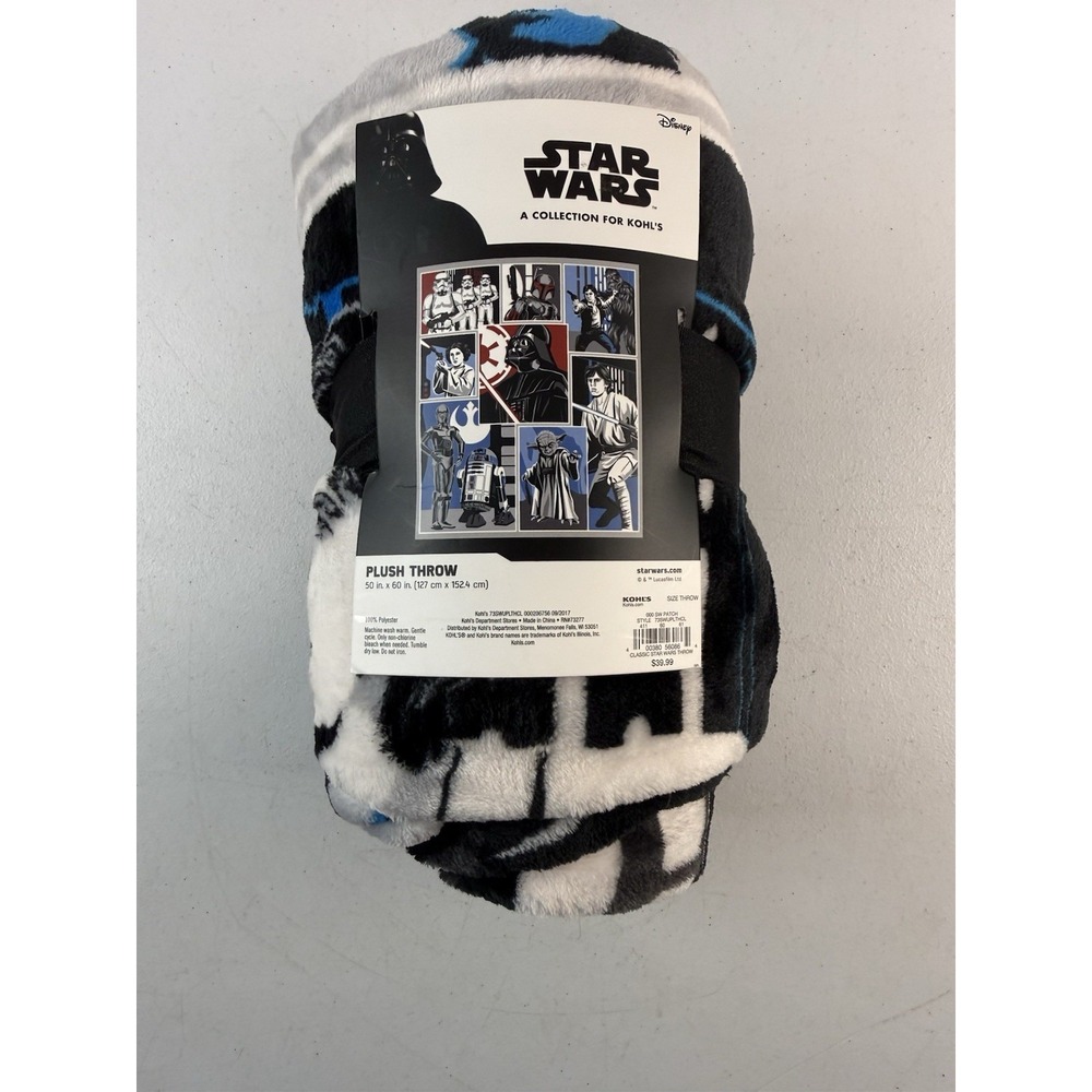 Star Wars Kohl's Fleece Throw Blanket Darth Vader Yoda 50X60 Plush *BRAND NEW*